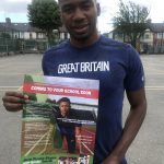 TEAM GB athlete, Jamal Rhoden-Stevens promoting the Professional athlete fitness event at Central Park Primary School